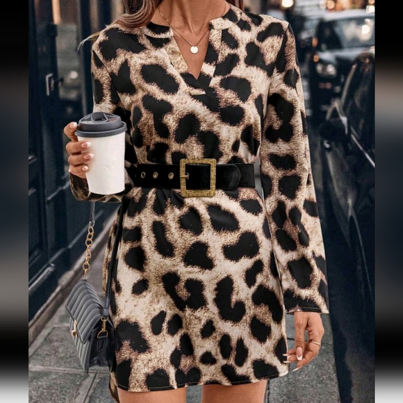 Leopard Print V-Neck Commuter & Casual Dress For Women - Picture 6 of 6